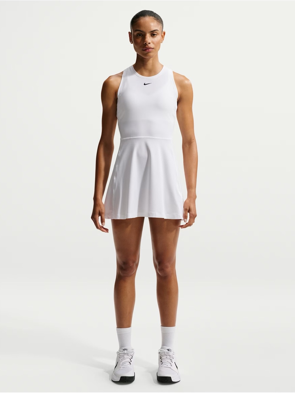 Nike Victory Women's Dri-FIT Tennis Preppy Logo Mini Dress in White Size Medium